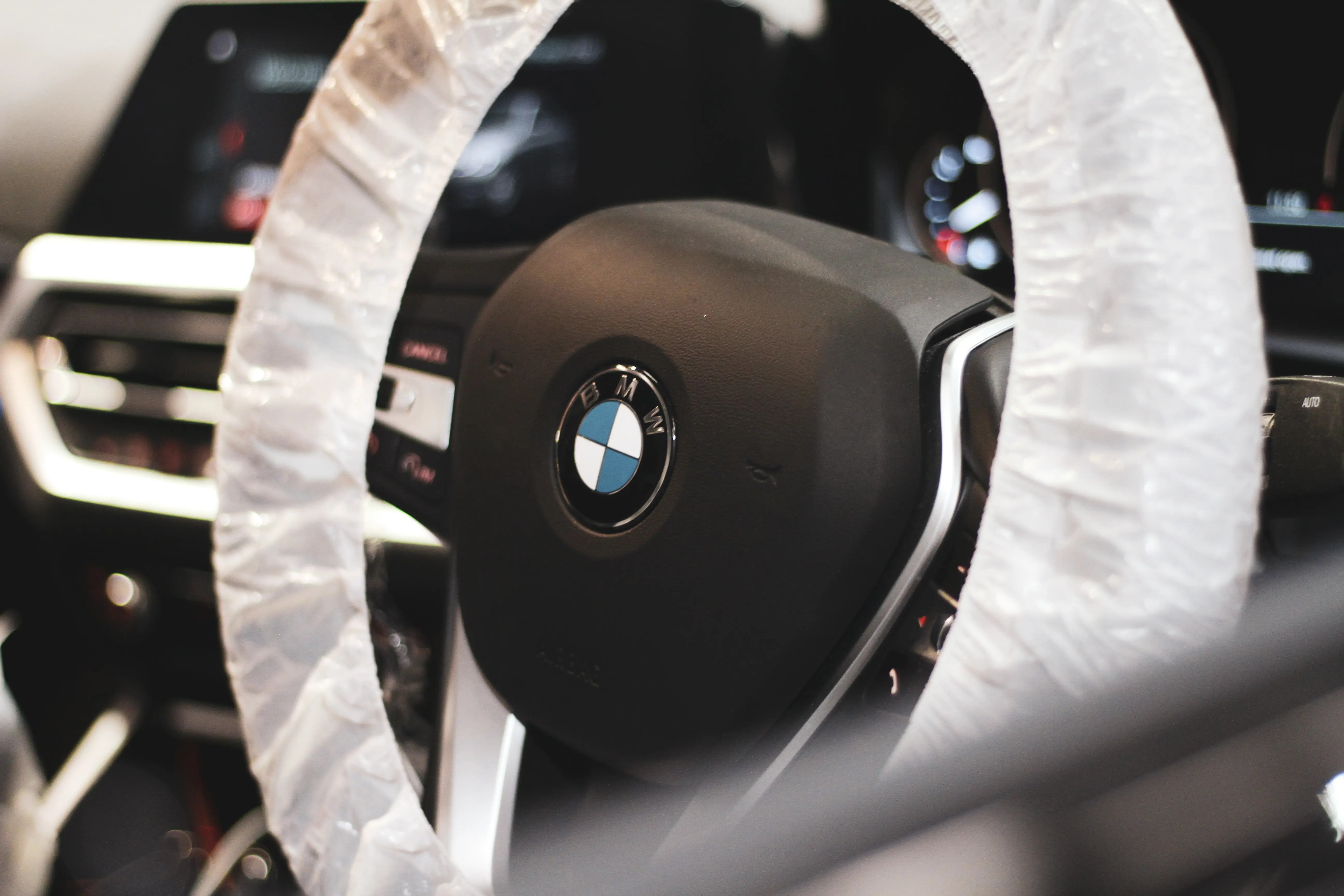 BMW steering wheel and interior in the Dack workshop